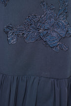 VESTIDO LARGO NAVY FLORES