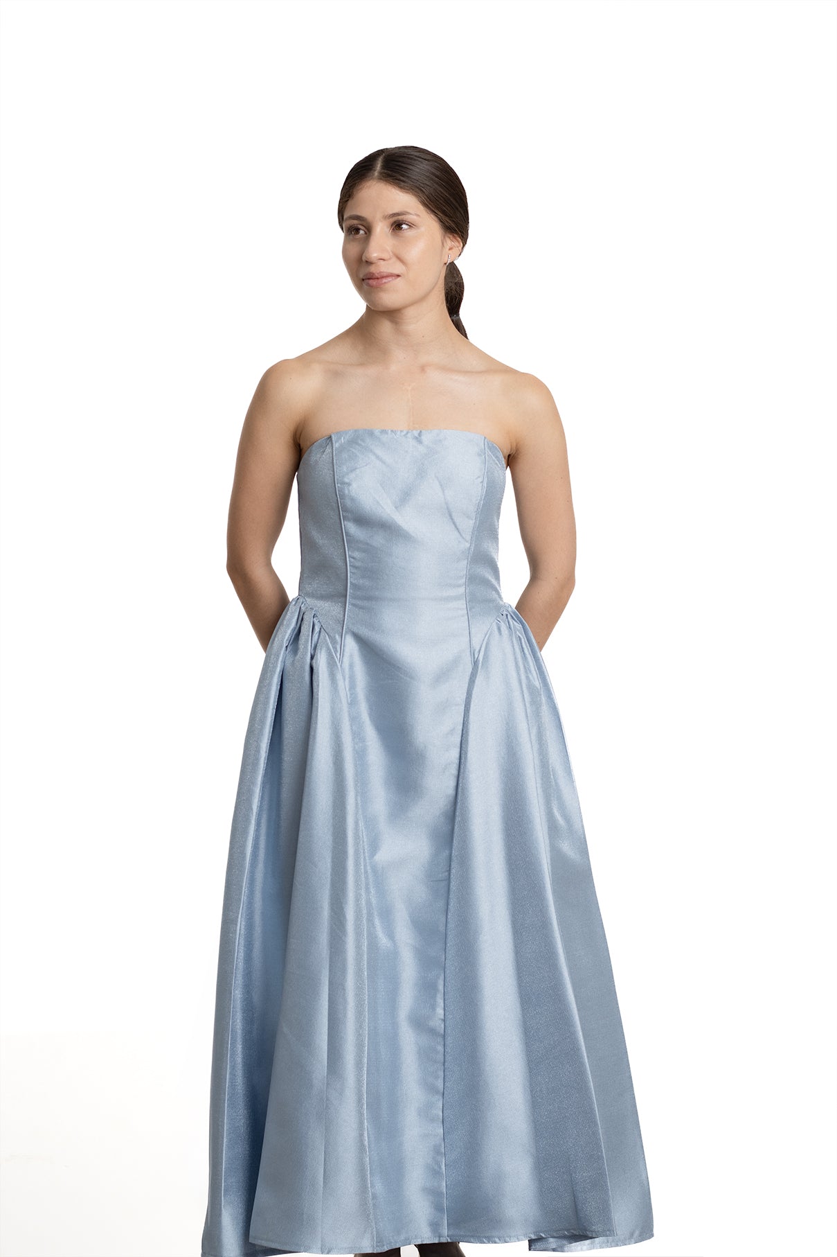 VESTIDO MIDI CELESTE