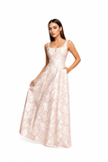 VESTIDO LARGO BEIGE FLORES