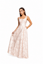 VESTIDO LARGO BEIGE FLORES
