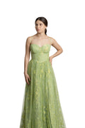 VESTIDO LARGO LIMÓN BRILLOS