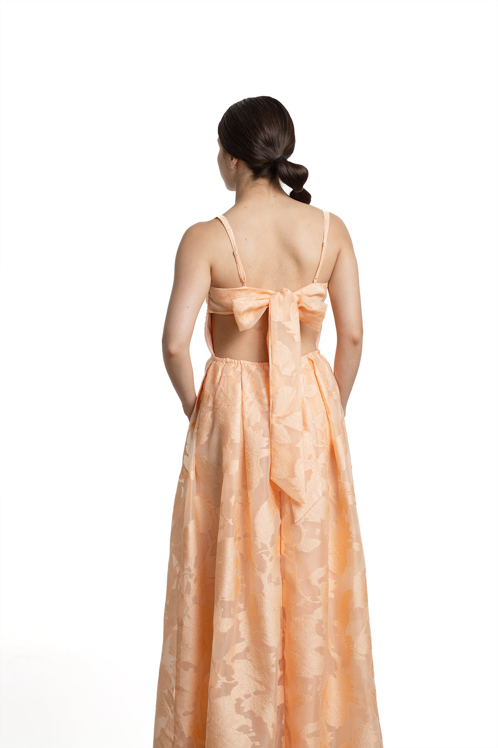 VESTIDO LARGO DURAZNO FLORES