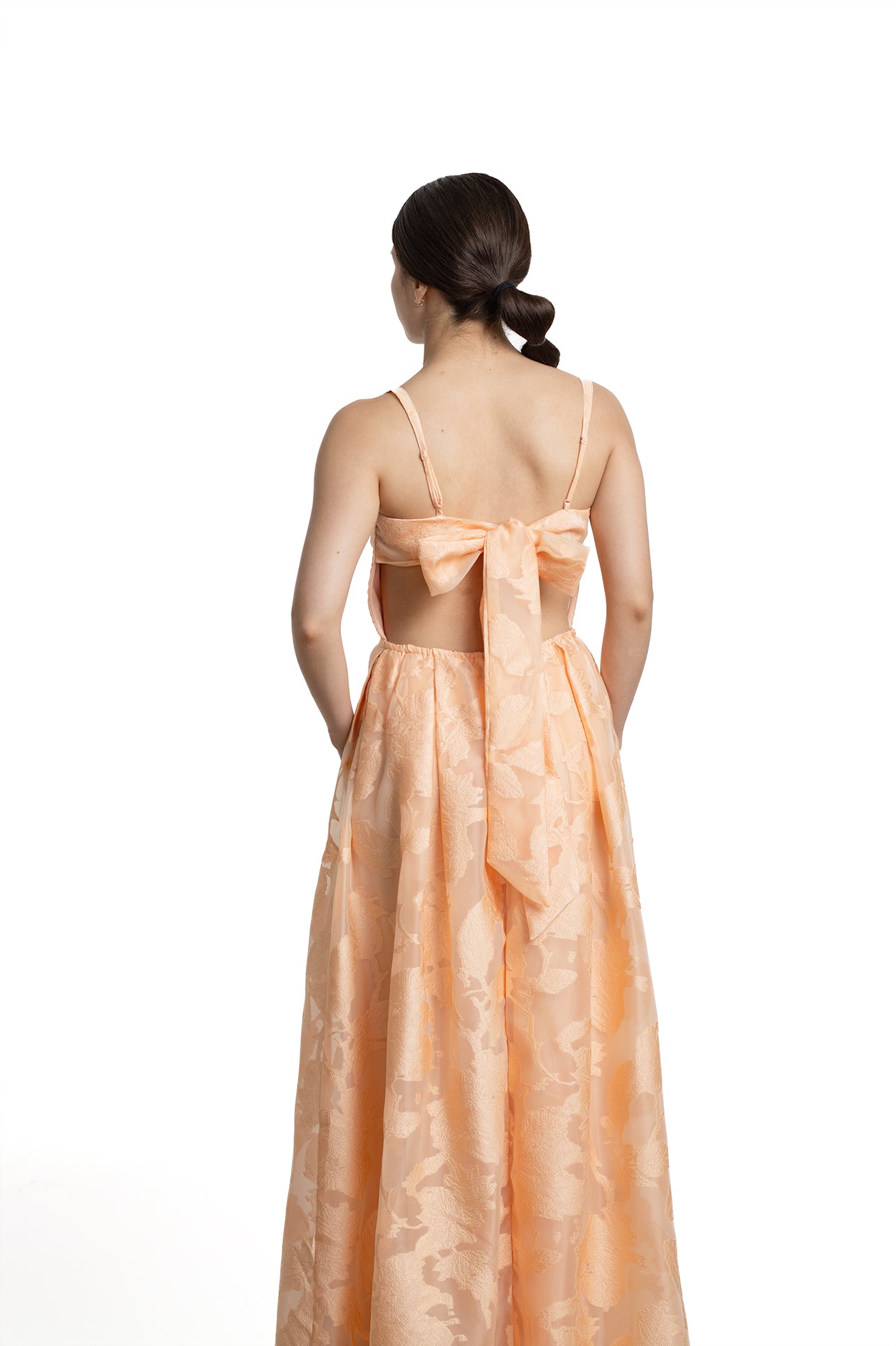 VESTIDO LARGO DURAZNO FLORES