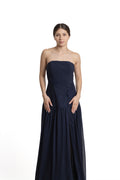 VESTIDO LARGO NAVY FLORES
