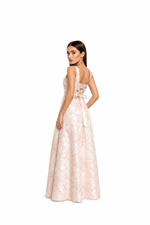 VESTIDO LARGO BEIGE FLORES