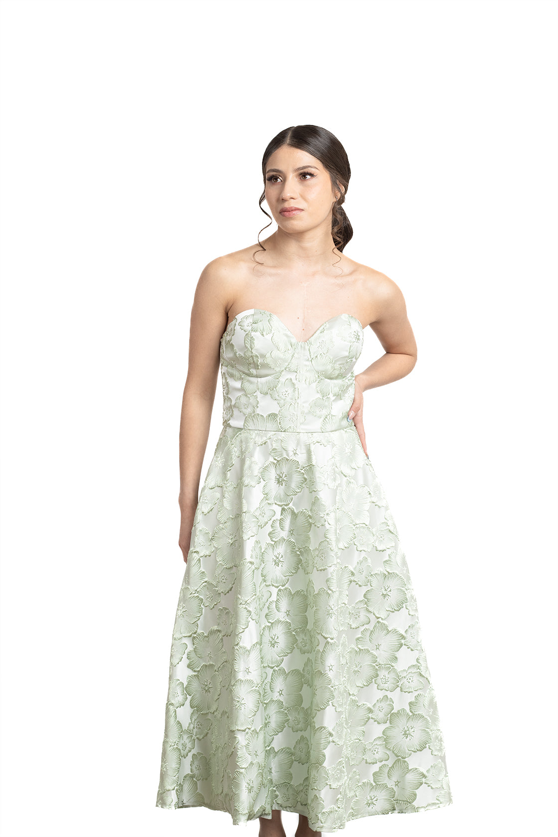 VESTIDO MIDI VERDE FLORES