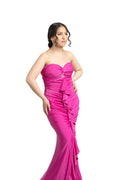 VESTIDO LARGO MAGENTA ESCAROLA