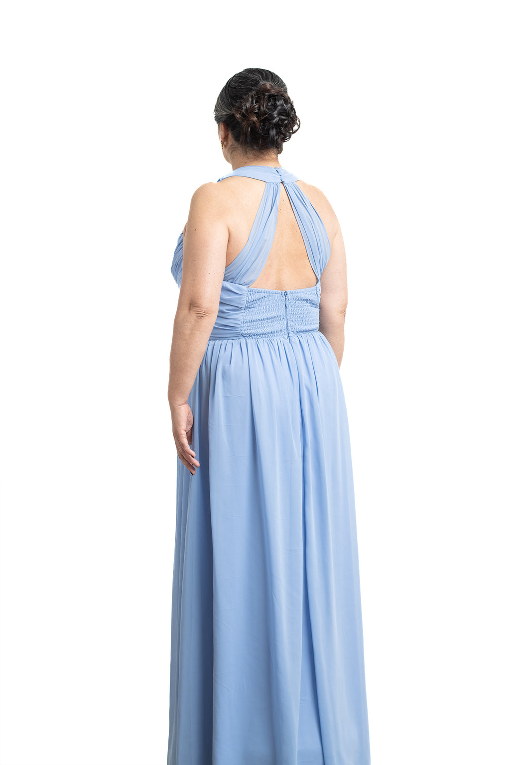 VESTIDO LARGO PLUS CELESTE HALTER