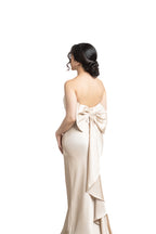 VESTIDO LARGO NUDE MOÑO