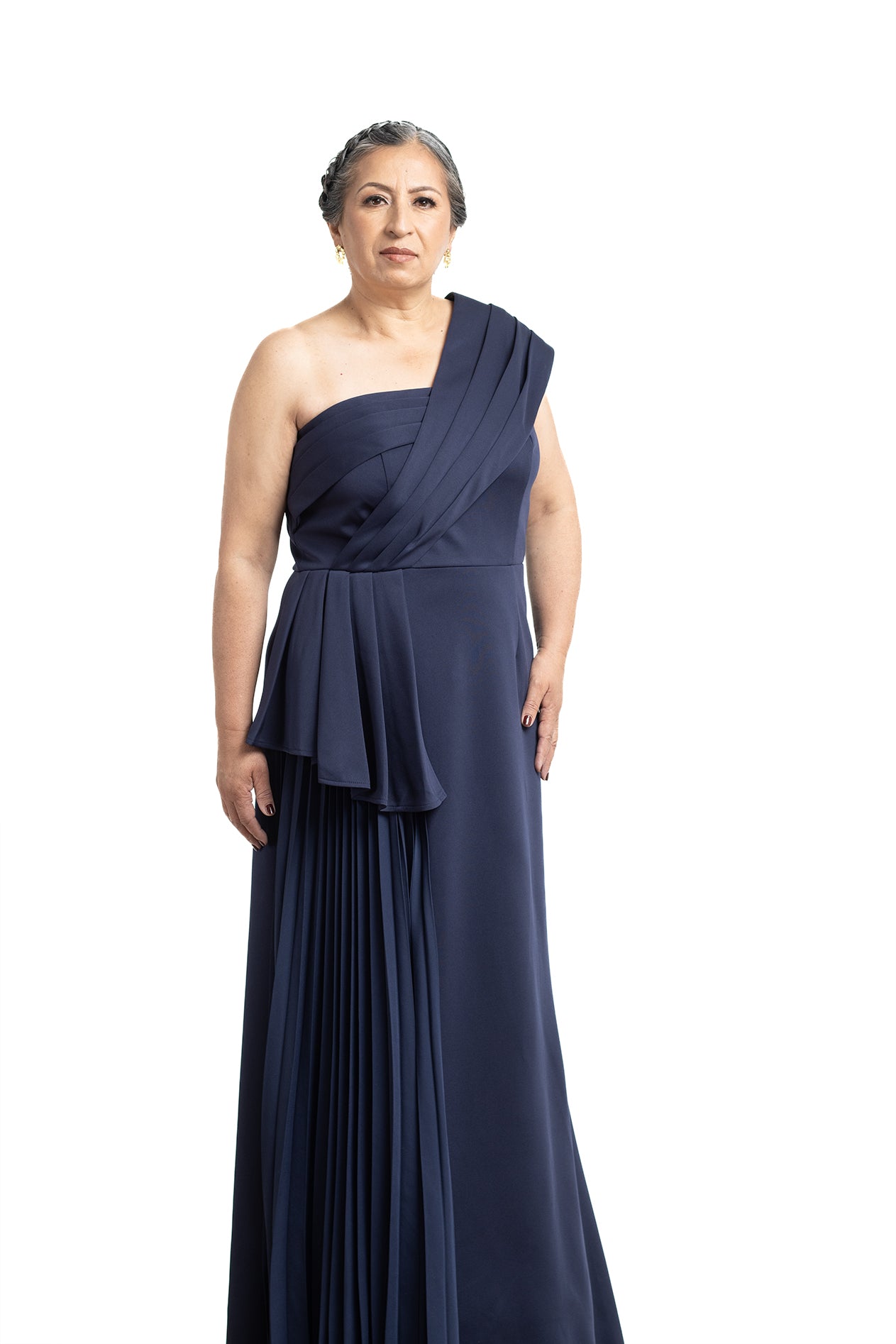 VESTIDO LARGO PLUS MARINO HOMBRO