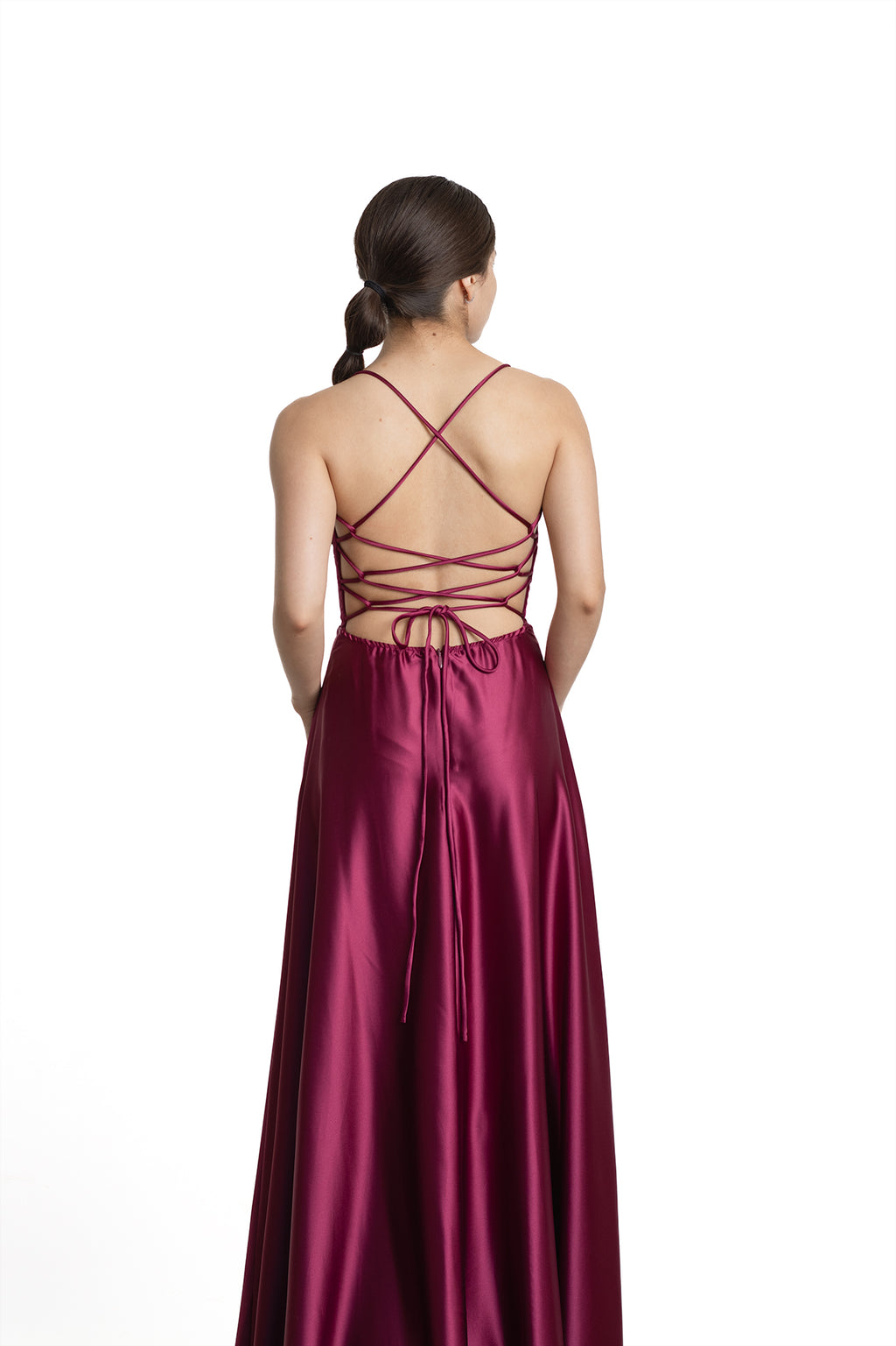 VESTIDO LARGO TINTO UVA