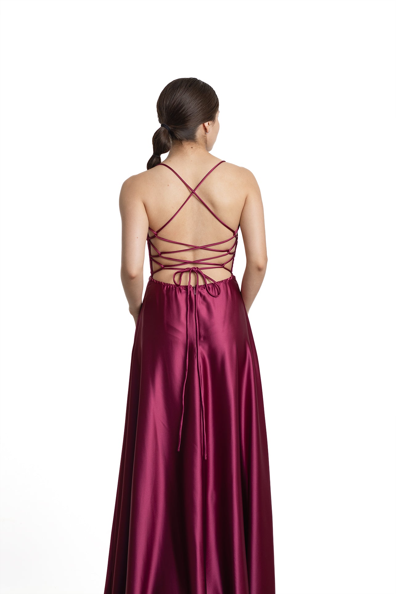 VESTIDO LARGO TINTO UVA
