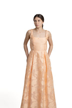 VESTIDO LARGO DURAZNO FLORES