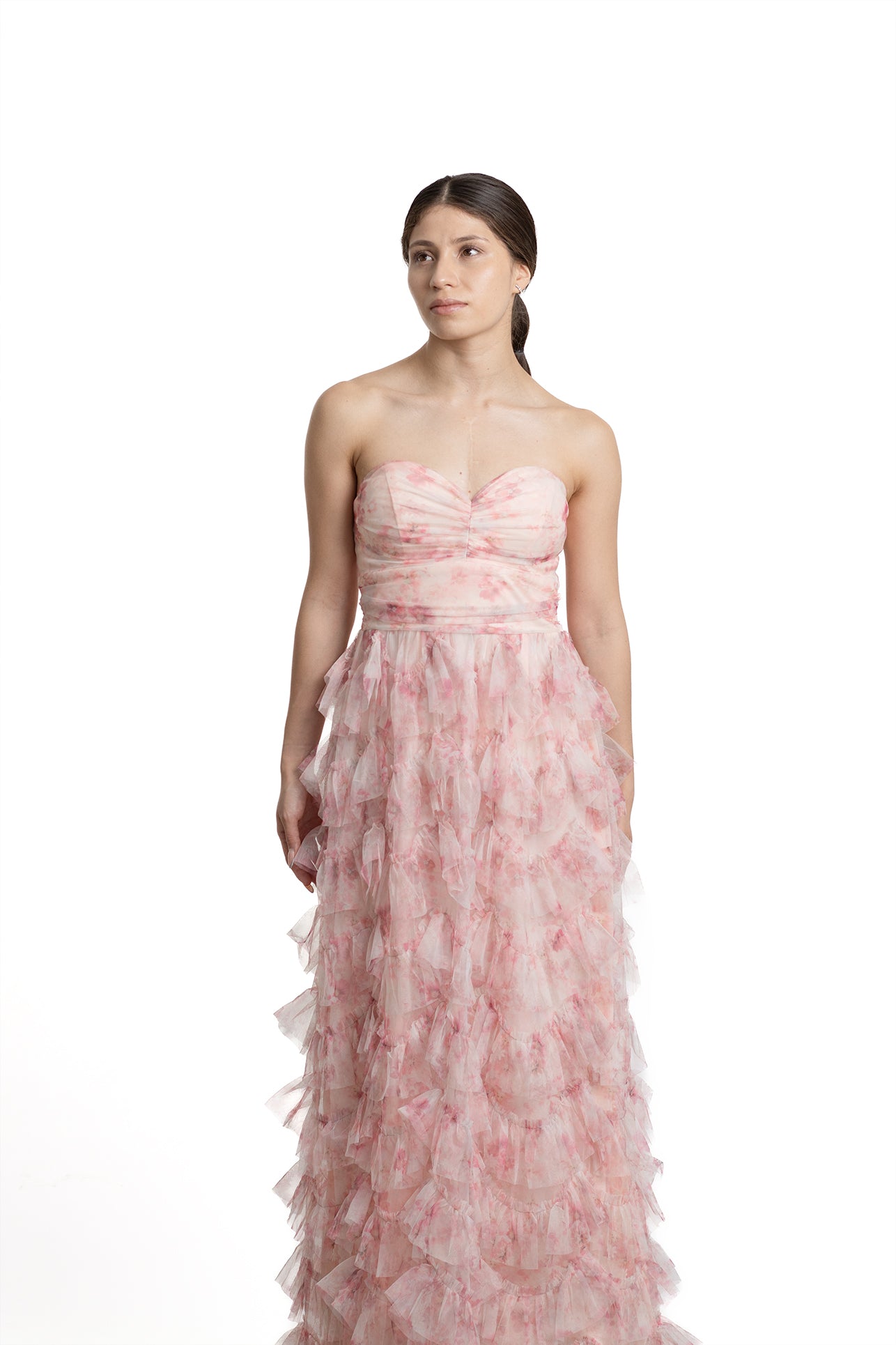 VESTIDO LARGO ROSA FLORES