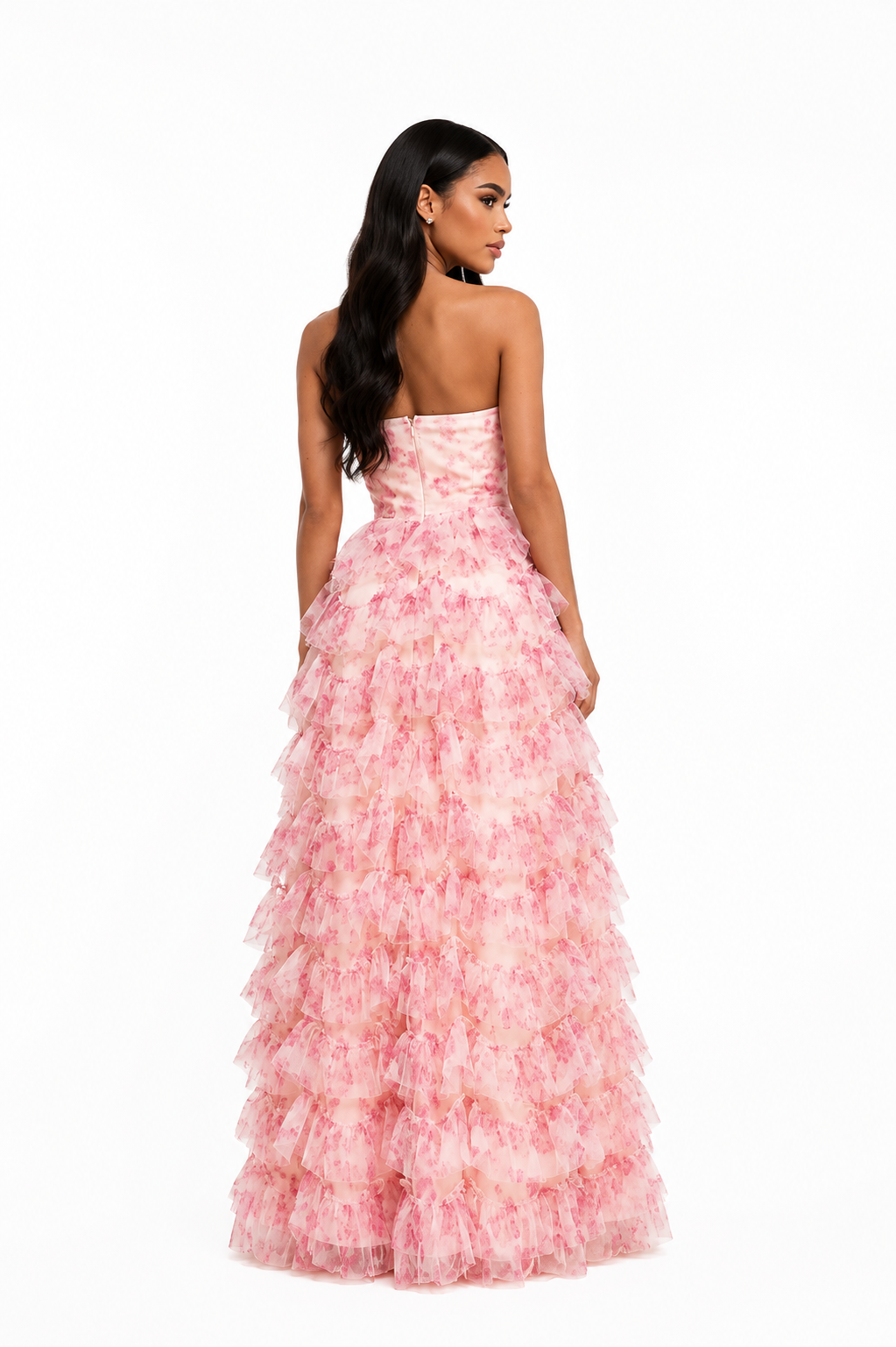 VESTIDO LARGO ROSA FLORES