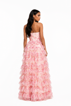 VESTIDO LARGO ROSA FLORES